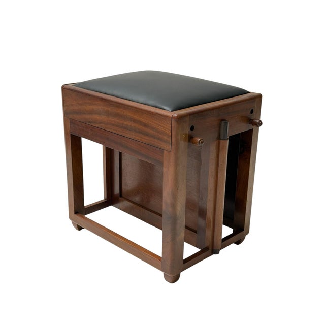 Art Deco Amsterdamse School Stool with Adjustable Leather Seat, 1920s For Sale - Image 8 of 14
