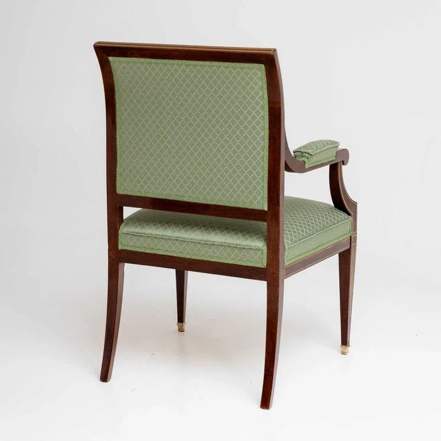 Brown Armchair with Brass Inlays, 19th Century For Sale - Image 8 of 9