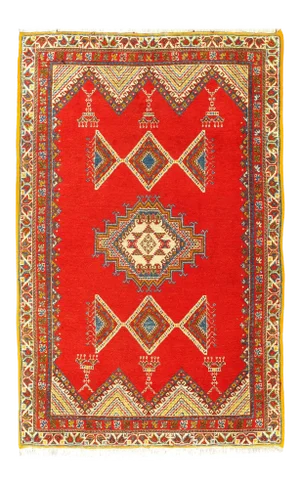 1970s Vintage Hand Knotted Moroccon Rug 5' X 8'