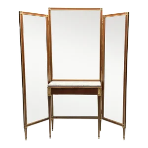 Maison Jansen, Hollywood Regency, Vanity Mirror, Mahogany, Glass, France, 1940s