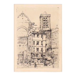 "St. Nicolas Du Chardonnet" Etching in Ink on Paper by Katherine Kimball For Sale