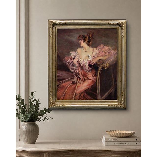 Angelo Granati, Woman on the Sofa, Oil on Canvas, Framed For Sale - Image 6 of 8