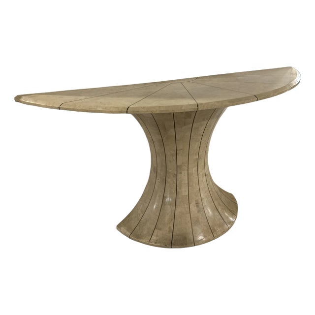 1970s Tessellated Marble Demi Console Table Possibly by Maitland Smith For Sale