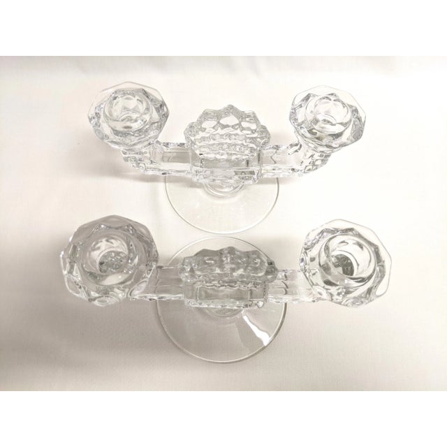 Fostoria Glass Double Candle Holders - A Pair For Sale - Image 9 of 9