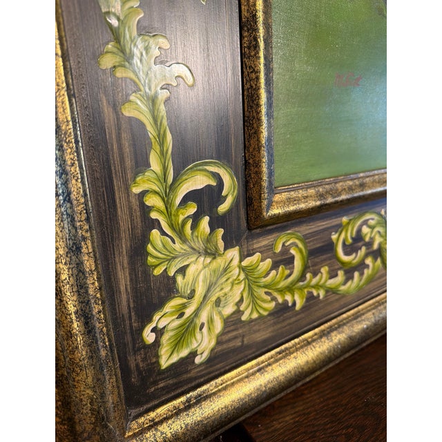 Green Late 20th Century M. Picot Original Ballroom Oil Painting For Sale - Image 8 of 8
