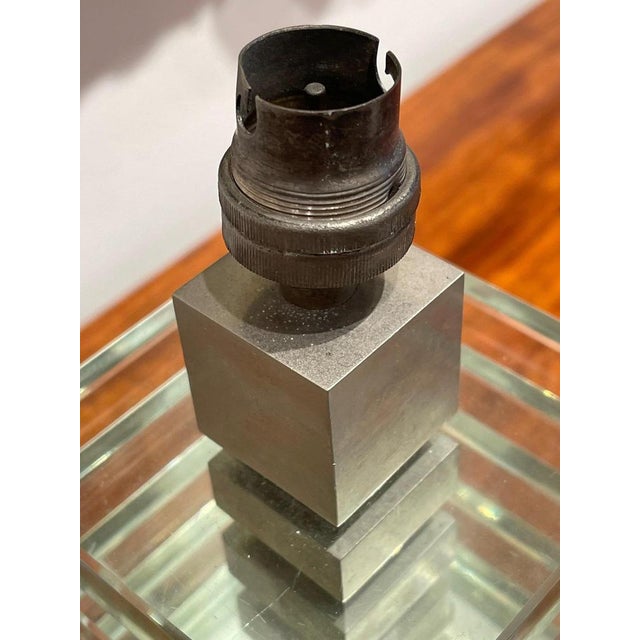 Modernist Art Deco Glass and Nickel Table Lamps from Maison Desny, France, 1930s, Set of 2 For Sale - Image 13 of 16