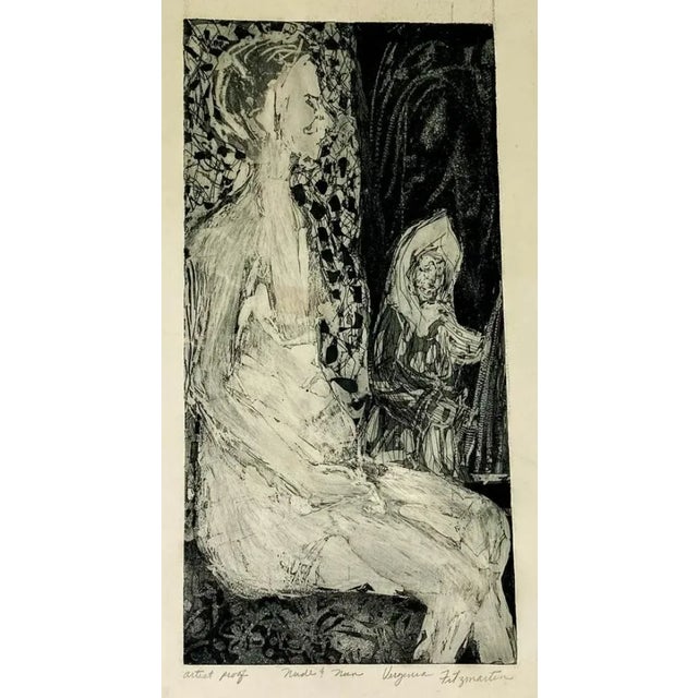 Modern 1960s Virginia Fitzmartin Nude & Nun Etching For Sale - Image 3 of 3