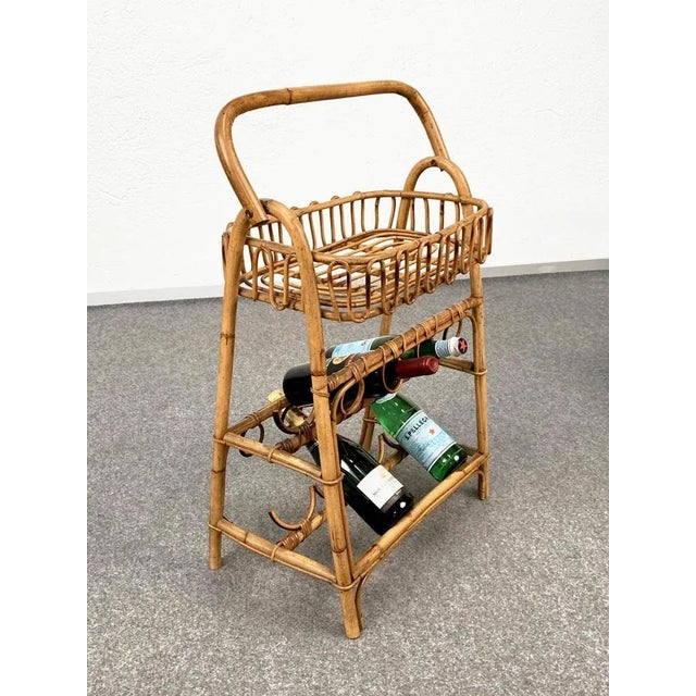 Mid-Century Bamboo & Rattan Service Side Table, 1960 For Sale - Image 6 of 14