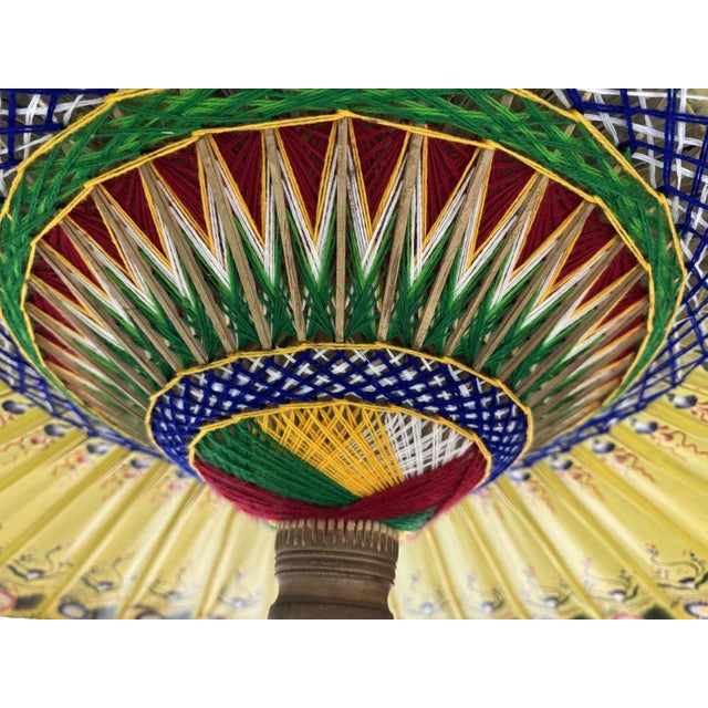 Indonesian Parasol in Wallpaper, Wood and Wool, 1950s For Sale - Image 13 of 17