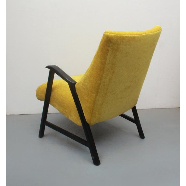 Black Armchair in a Yellow Velor, Completely Restored, 1950s For Sale - Image 8 of 17