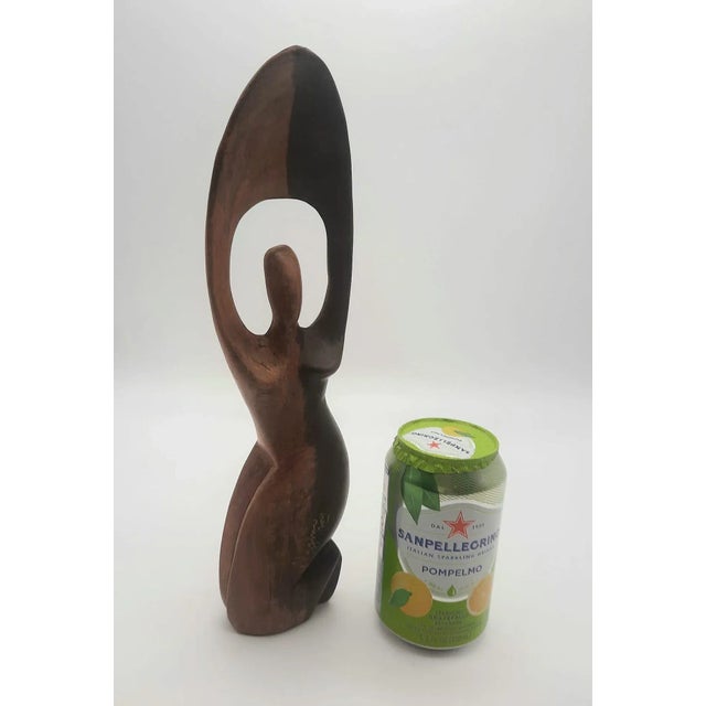 Chestnut Early 21st Century Ghanian Iroko Wood Figurine of Kneeling Woman For Sale - Image 8 of 12