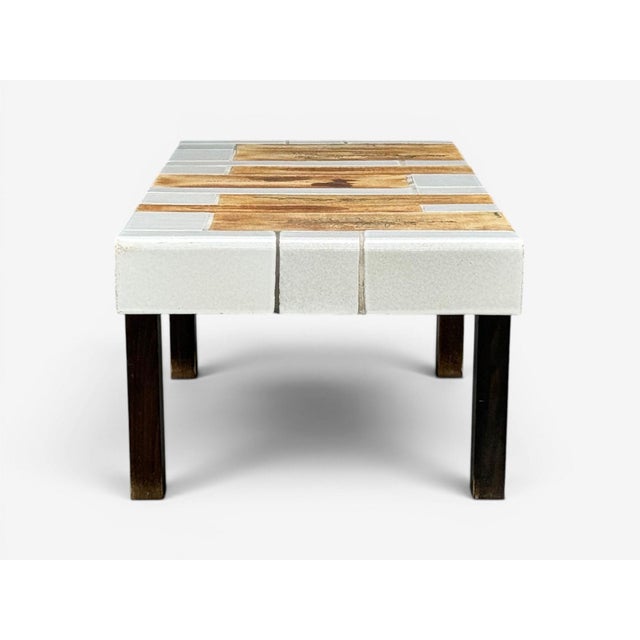Roger Capron, Low Coffee Table, Tile, Stained Wood, France, 1970s For Sale - Image 12 of 14