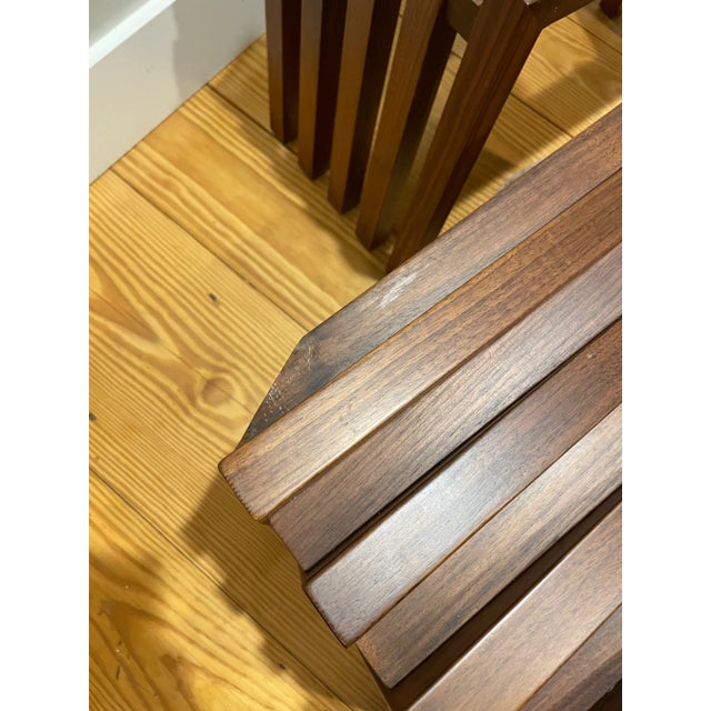 Brown 1970s 10 Vagues Walnut Side Tables - a Pair For Sale - Image 8 of 12