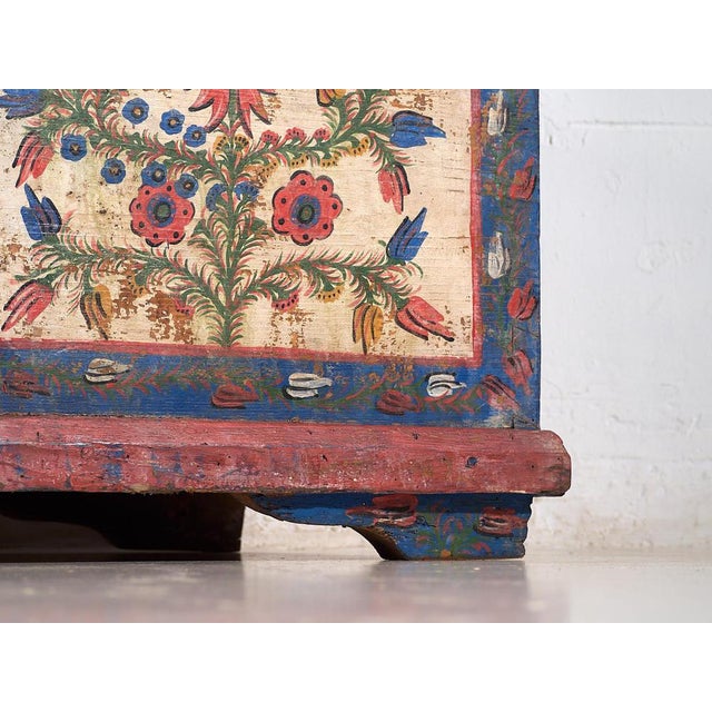 Antique Folk Art Style Blue Chest, 1920s For Sale - Image 4 of 11