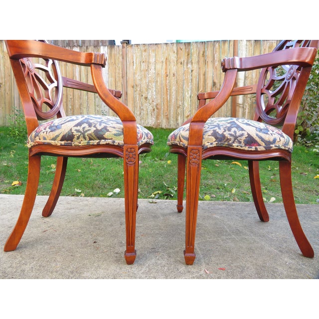 Vintage Hickory Chair Co Mahogany Spider Back Captain's Side Chair Pair For Sale - Image 11 of 16