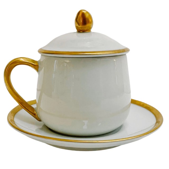 1980s 1980s Fitz & Floyd Pots De Creme Palais White Collection- Set of 12 For Sale - Image 5 of 12