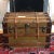 American Large Antique Wood Travel Trunk For Sale - Image 3 of 12