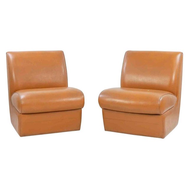 Vintage Italian Armchairs in Mahogany Wood and Padded Leather, 1950s For Sale - Image 8 of 8