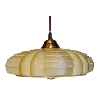 Art Deco Beige Opaline Pendant Lamp, 1920s For Sale