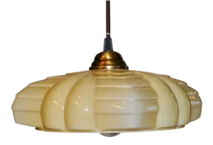Art Deco Beige Opaline Pendant Lamp, 1920s