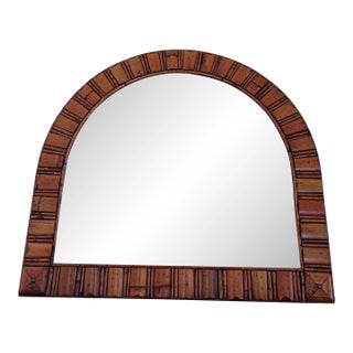 1990s Arched DemiLune Faux Bamboo Mirror For Sale