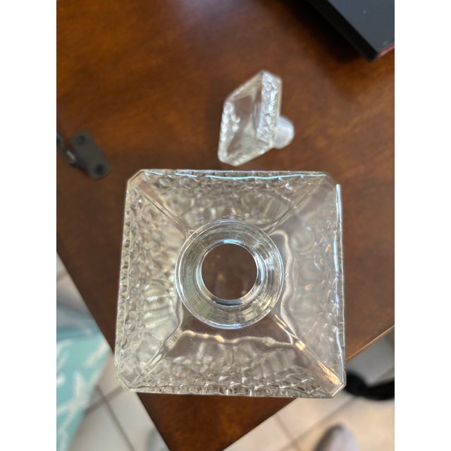 Traditional Vintage Diamond Pattern Glass Decanter With Stopper For Sale - Image 3 of 4