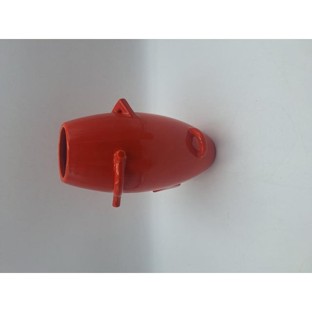 Mid-Century Modern Vintage Vase in Orange Glazed Clay by Alessandro Mendini for Zanotta, 1980s For Sale - Image 3 of 9