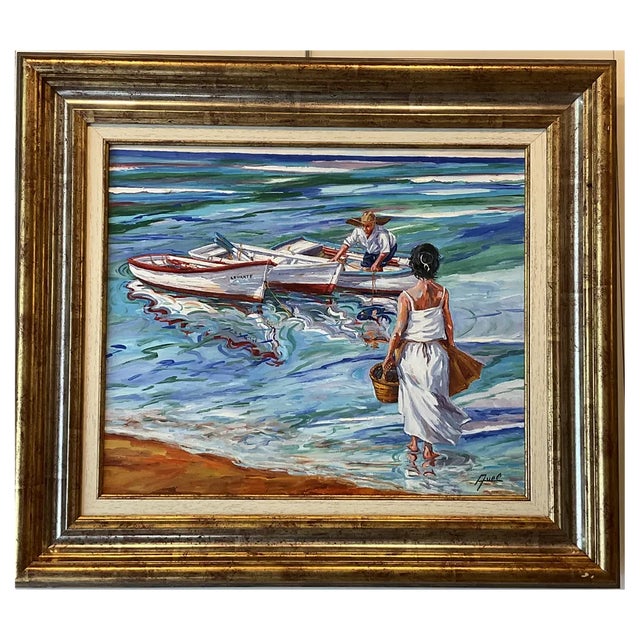 Avel, Esperando La Pesca, 2023, Oil on Canvas, Framed For Sale