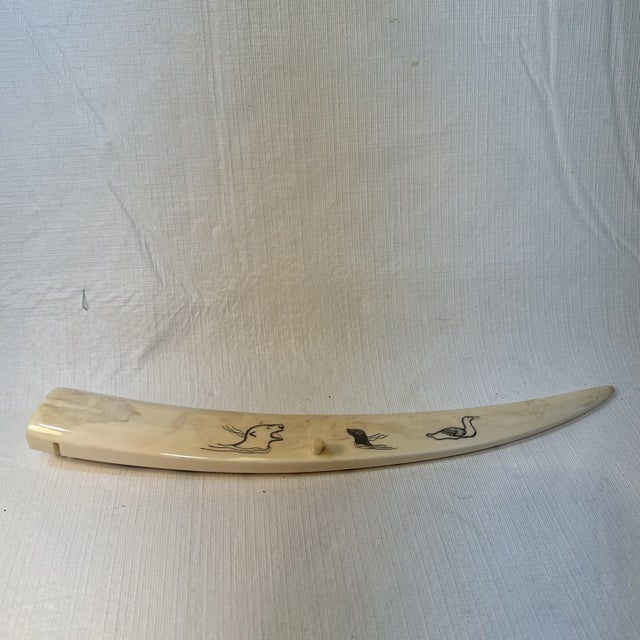 Old Walrus Tusk Scrimshaw Cribbage Board For Sale - Image 11 of 11