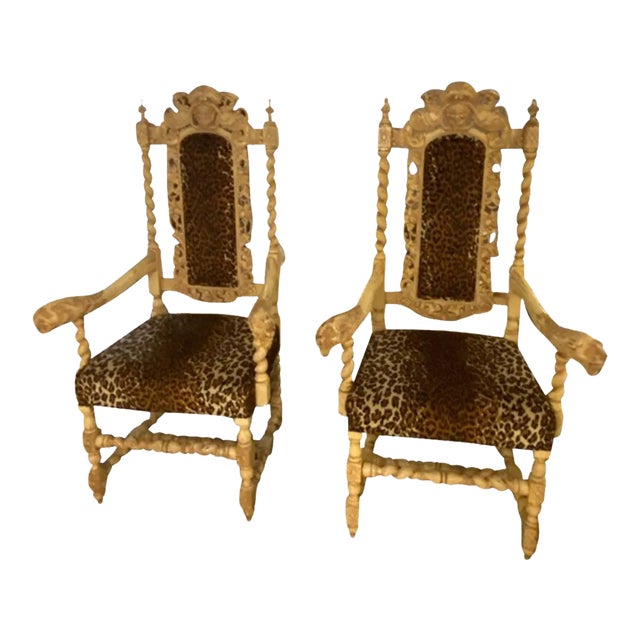 19th Century Gothic Lion Head & Griffin Armchairs - A Pair For Sale