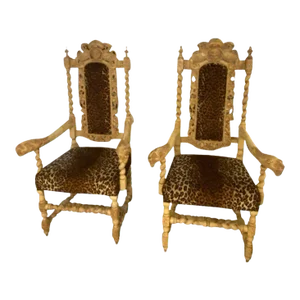 19th Century Gothic Lion Head & Griffin Armchairs - A Pair