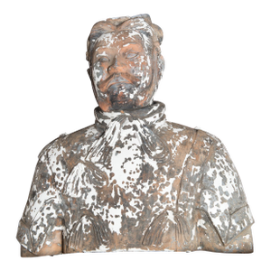 Early 20th Century Terra Cotta Asian Warrior Bust