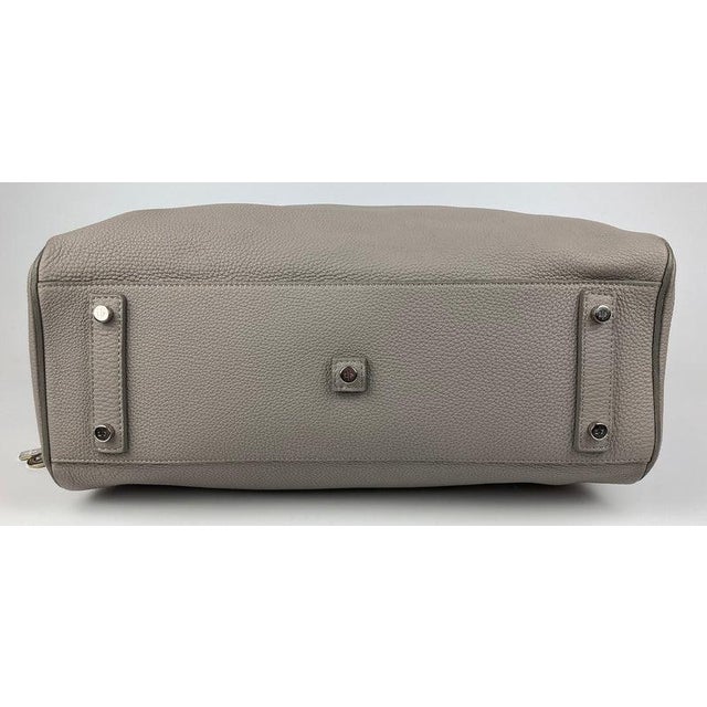 Early 21st Century Loro Piana Grey Leather Duffle Tote For Sale - Image 5 of 7