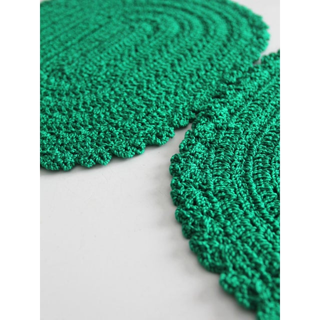 Textile Vintage Crotchet Green Oval Placemats - Set of 2 For Sale - Image 7 of 9