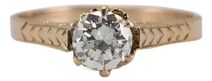 Ladies Antique 10k Yellow Gold 0.53ct Old European Filigreed Engagement Ring, Size 6.5