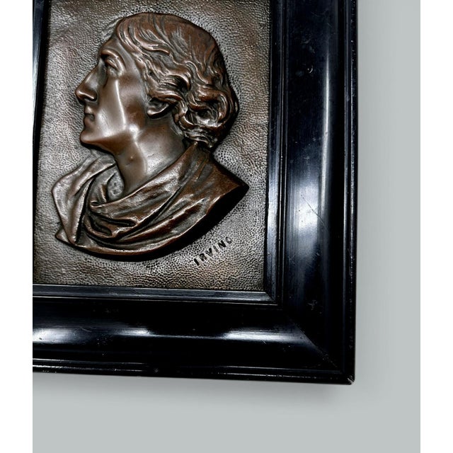 Arts & Crafts Antique Bronze Ebony Framed Plaque Portrait of Actor Sir Henry Irving 1838-1905 For Sale - Image 3 of 7