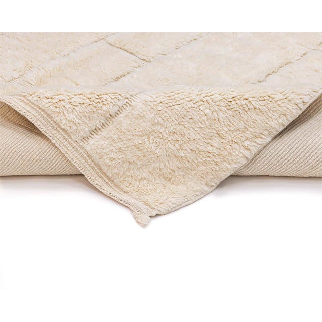Contemporary Subtle Abstract Grid Hand-Knotted Moroccan Wool Rug | 10'0" X 7'4" | One of a Kind For Sale - Image 3 of 7