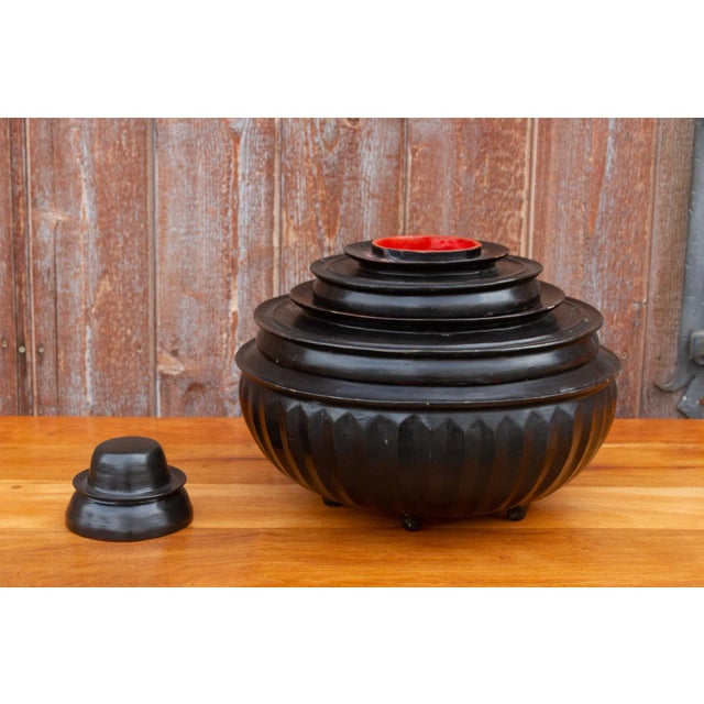 Antique Burmese Lacquer Monk Bowl Set For Sale - Image 4 of 10
