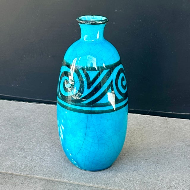 Ovoid Ceramic Vase with Crackled Blue Glaze, 1890s For Sale - Image 9 of 9