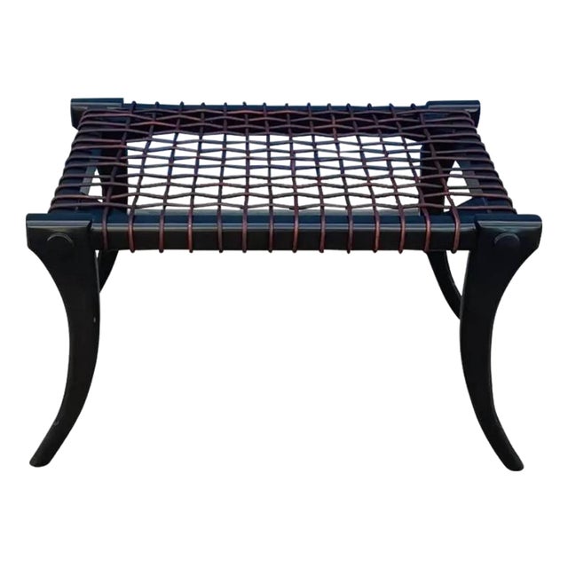 Mid Century Black Klismos Ottoman For Sale