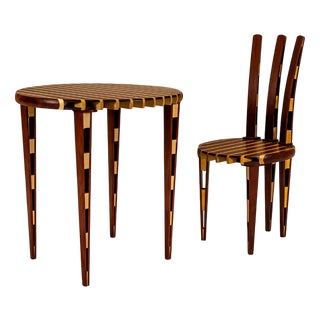 Vintage Zebra Table and Chair, 1990s, Set of 2 For Sale