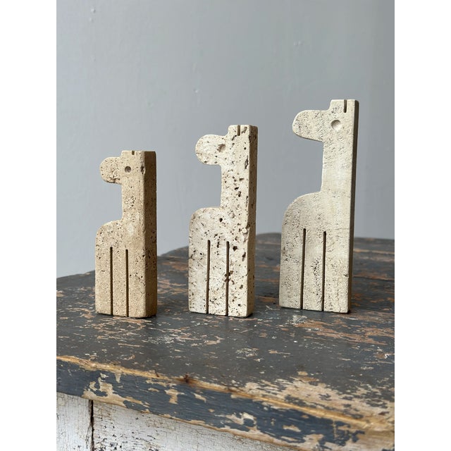 Vintage Travertine Giraffe Sculpture Trio by Fratelli Mannelli, Circa 1970s For Sale - Image 11 of 12