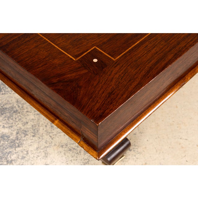 Art Deco Rosewood and Brass Dining Table, Jules Leleu Style, 1930s For Sale - Image 17 of 18