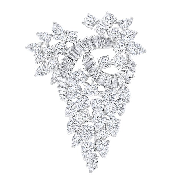 15.5ct Diamond Pear, Round & Baguette Platinum Pin / Pendant VS Quality Estate For Sale - Image 15 of 18