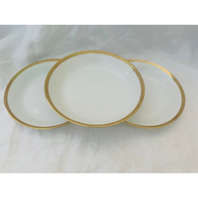 Early 20th Century Vintage Set of 3 Gold Trim Vignaud Limoges Soup Bowls For Sale - Image 5 of 6