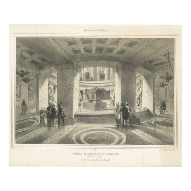 A. Provost, Tomb of Napoleon, Les Invalides, Paris, 1861, Lithograph For Sale