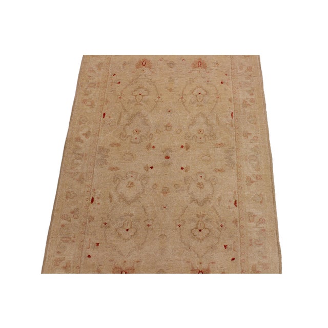 1990s Shabby Chic 1990's Ziegler Tan/Brown Wool Runner Rug- 2'6'' X 14'6'' For Sale - Image 5 of 10