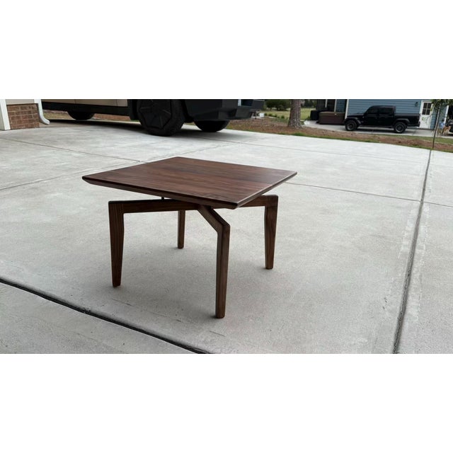 Solid Wood Coffee Table, Black Walnut Square Coffee Table, Handmade Sculptural Center Table For Sale - Image 9 of 10