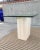 Artedi Brass-X Pedestal Glass End Table in Polished Travertine Italy For Sale - Image 11 of 13