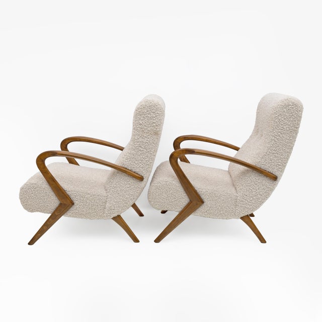 1950s Mid-Century Modern Italian Bouclè Armchairs attributed to Paolo Buffa, 1950s, Set of 2 For Sale - Image 5 of 9